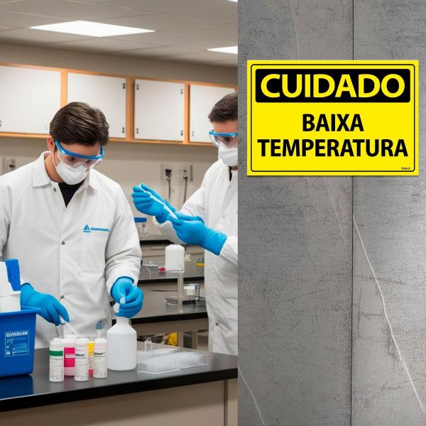 Imagem de Combo 6 Placas De Sinalização Cuidado Baixa Temperatura 30x20 Ecom IA - SC65 F9e