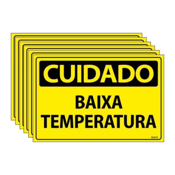 Imagem de Combo 6 Placas De Sinalização Cuidado Baixa Temperatura 30x20 Ecom IA - SC65 F9e