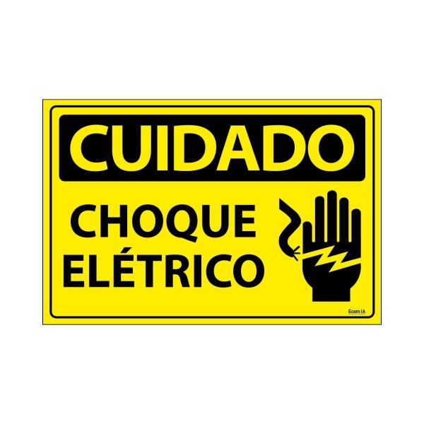 Imagem de Combo 6 Placas De Sinalização Cuidado Choque Elétrico 30x20 Ecom IA - SC41 F9e