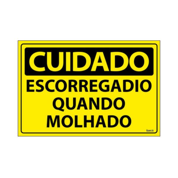 Imagem de Combo 6 Placas De Sinalização Cuidado Escorregadio Quando Molhado 30x20 Ecom IA - SC68 F9e