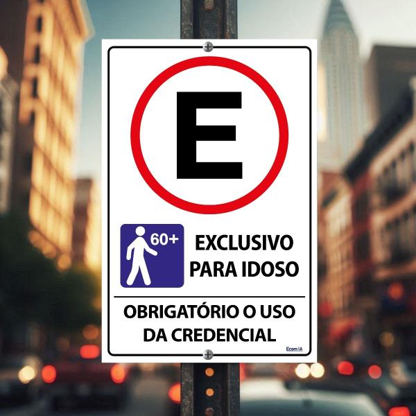 Imagem de Combo 6 Placas De Sinalização Estacionamento Exclusivo Para Idoso Obrigatório Credencial 20x30 Ecom IA - P-4/4 F9e