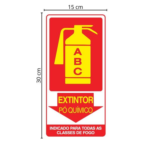 Imagem de Combo 6 Placas De Sinalização Extintor ABC Pó Químico 15x30 Qi Comunicação - X-705 Q1a