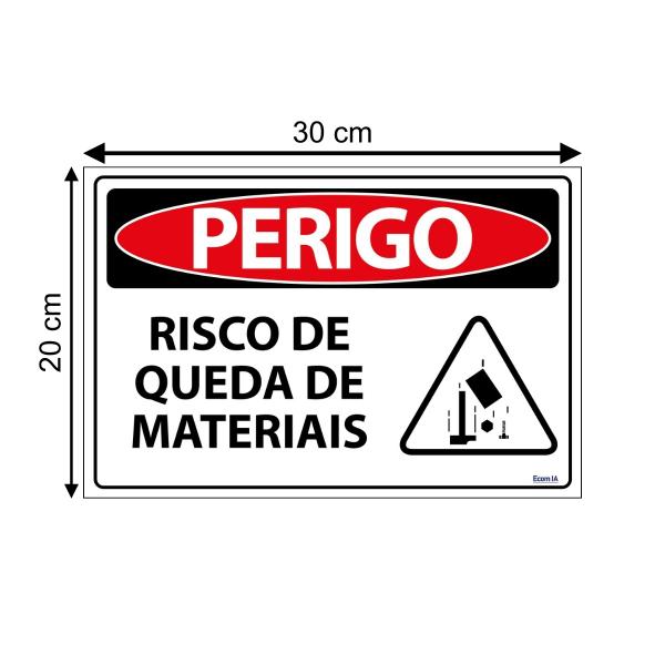 Imagem de Combo 6 Placas De Sinalização Perigo Risco De Queda De Materiais 30x20 Ecom IA - SP76 F9e