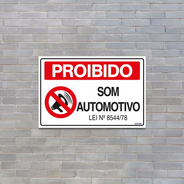 Imagem de Combo 6 Placas De Sinalização Proibido Som Automotivo 30x20 Ekomunike - S-233/1 F9e