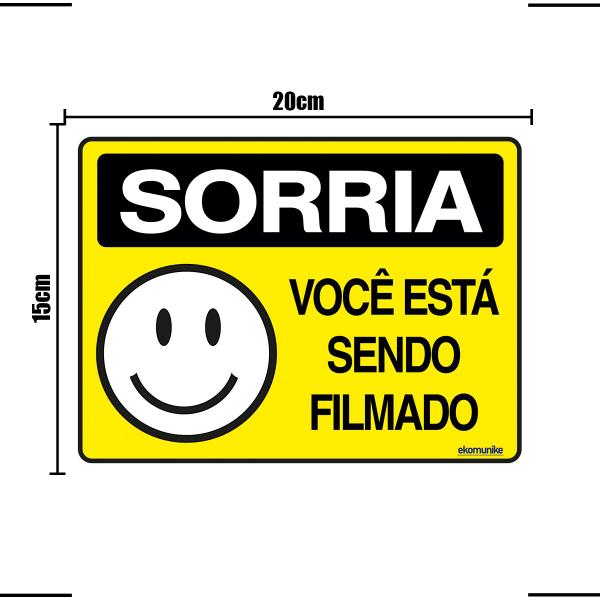 Imagem de Combo 6 Placas De Sinalização Sorria Você Está Sendo Filmado 20x15 Ekomunike - P-25 F9e