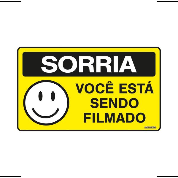 Imagem de Combo 6 Placas De Sinalização Sorria Você Está Sendo Filmado 25x15 Ekomunike - P-24/1 F9e