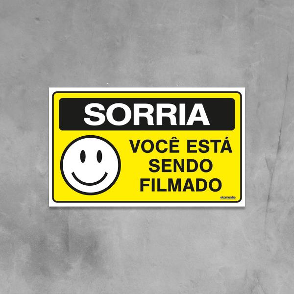 Imagem de Combo 6 Placas De Sinalização Sorria Você Está Sendo Filmado 25x15 Ekomunike - P-24/1 F9e