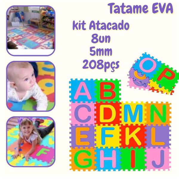 Imagem de Combo 8 Tatames Emborrachado Criança Bebê Tapete EVA Alfabeto
