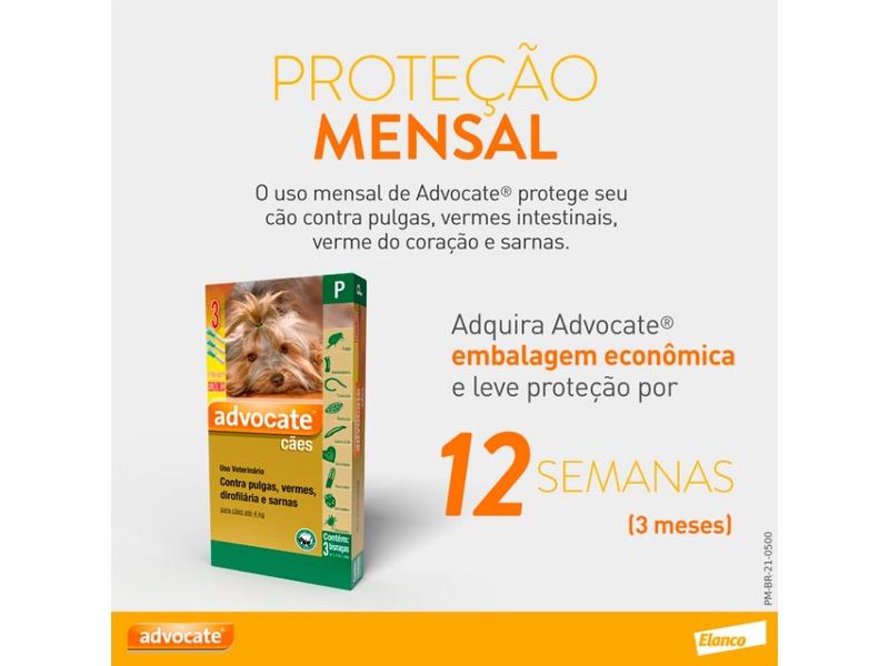 Imagem de Combo Advocate Cão 0,4ml Até 4kg - 3 Pipetas