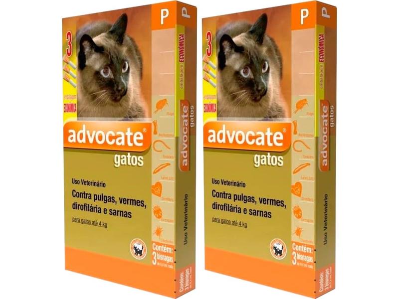 Imagem de Combo Advocate Gatos 0,4ml Até 4kg - 3 Pipetas - 2 Unidades