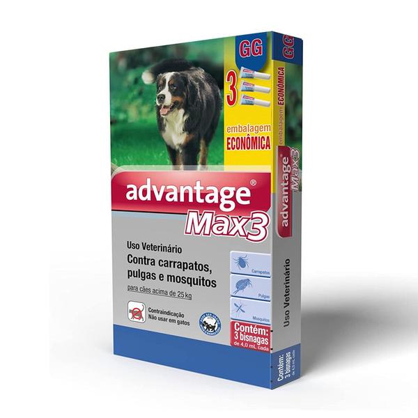 Imagem de Combo Antipulgas e Carrapatos Advantage Max3 Cães Acima de 25Kg Elanco