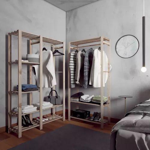 Imagem de Combo Arara Closet Aberto Modelo Industrial Duplo Cabideiros