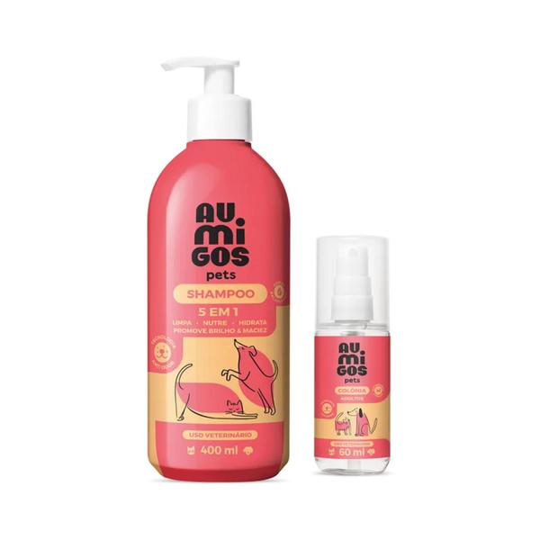 Imagem de Combo Au.Migos Pets: Shampoo 5 em 1 400ml + Colônia 60ml