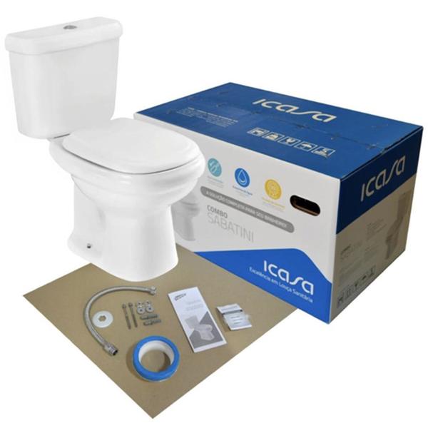 Imagem de Combo Bacia com Caixa Acoplada com Kit Sabatini Plus Branco - CBSAB00 - ICASA