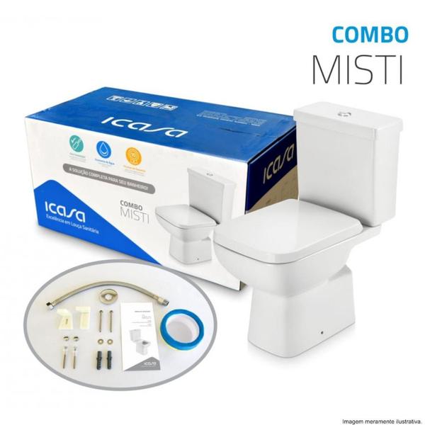 Imagem de Combo Bacia com Caixa Acoplada + Kit Instalação Misti Branco - CBMIS00 - ICASA