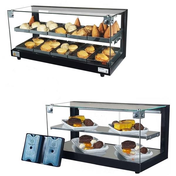Combo BD10 Estufa Beta Dupla 10 Bandejas Preta e B-VFD77 Vitrine Fria Beta 77cm Preta - 220V - Omega Imagem de Combo BD10 Estufa Beta Dupla 10 Bandejas Preta e B-VFD77 Vitrine Fria Beta 77cm Preta - 220V - Omega