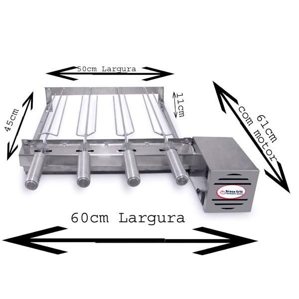 Imagem de Combo Brasa Grill Tradicional Gira 4 Espetos Churrasqueira Giratória Bi Volts