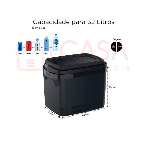 Imagem de Combo Caixa Termica Cooler Soprano 32+12+5 Litros Tropical Kit Preto