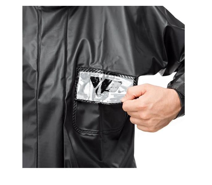 Imagem de Combo Capa Roupa Chuva Vestimenta Vestuário Jaqueta Calça Pantaneiro Pvc Preta Moto Motoqueiro +  Polaina Galocha