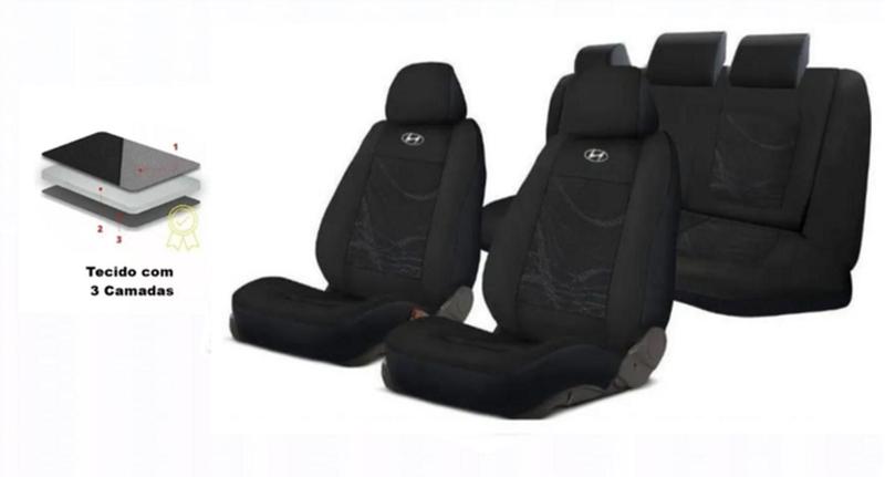 Imagem de Combo Capas Personalizado Premium Creta 14-24 + Volante + Chaveiro