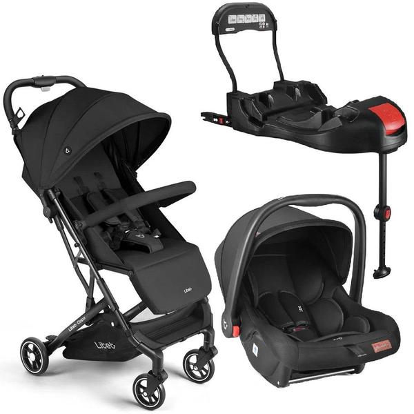 Imagem de Combo Carrinho de Bebê Compacto Oppa Preto + Bebê Conforto + Base Isofix Litet - BB4630K