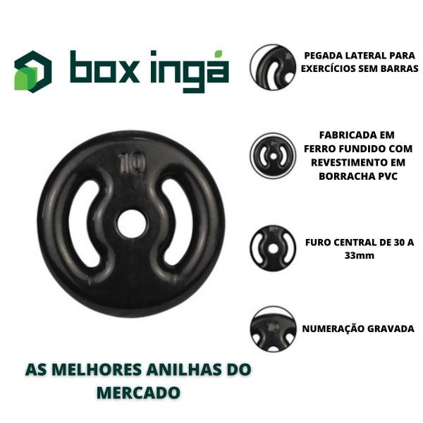 Combo com 8 Anilhas Emborrachadas - 20 Kg - BOX INGÁ Imagem de Combo com 8 Anilhas Emborrachadas - 20 Kg
