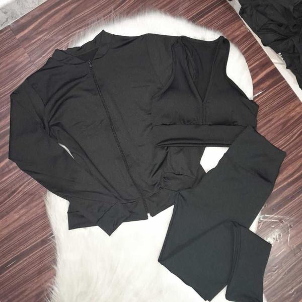 Combo Com Legging Top Jaqueta Feminino Academia Fitness - bella fitness Imagem de Combo Com Legging Top Jaqueta Feminino Academia Fitness