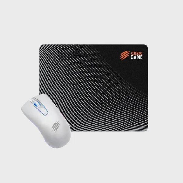 Combo com mouse pad e mouse preto branco oex wave mc-105 Imagem de Combo com mouse pad e mouse preto branco oex wave mc-105