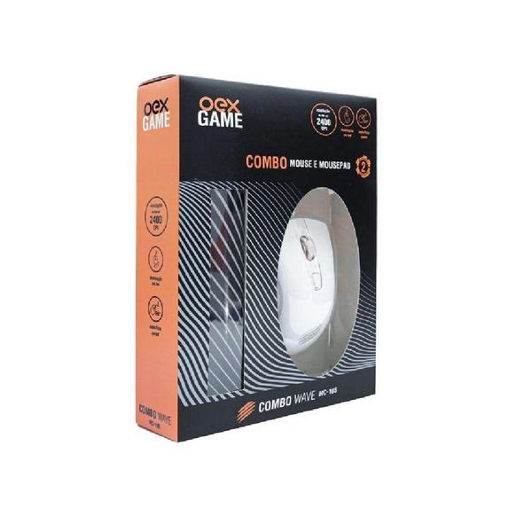Combo com mouse pad e mouse preto branco oex wave mc-105 Imagem de Combo com mouse pad e mouse preto branco oex wave mc-105