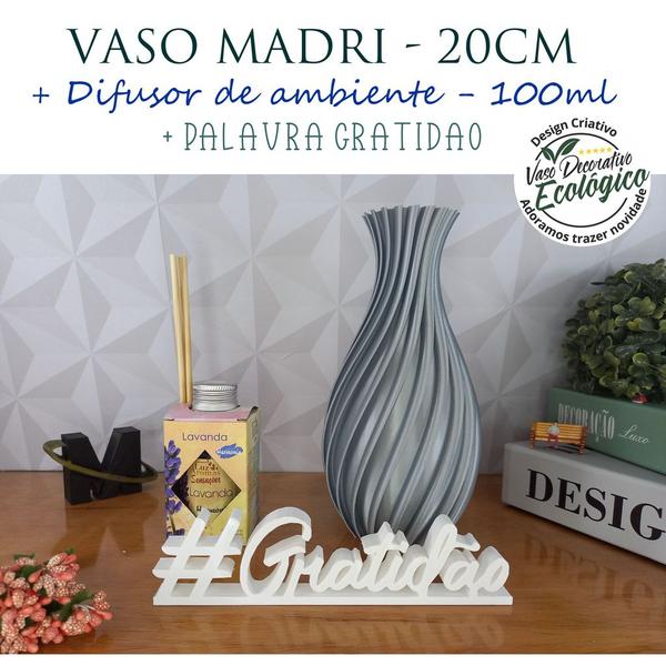 Imagem de Combo com Vaso Decorativo + Difusor de Vareta + Palavra GRATIDÃO - Decoração de interiores, sala, quarto, banheiros, arr