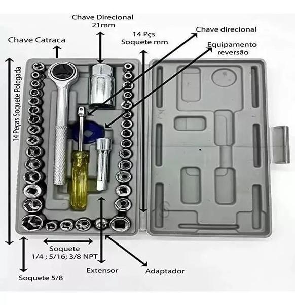 Imagem de Combo Conjunto De Chaves Canhão Facil De Usar 40Pç Soquete