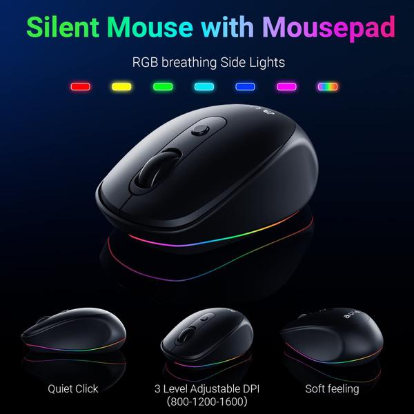 Imagem de Combo de teclado e mouse AULA Wireless RGB retroiluminado recarregável