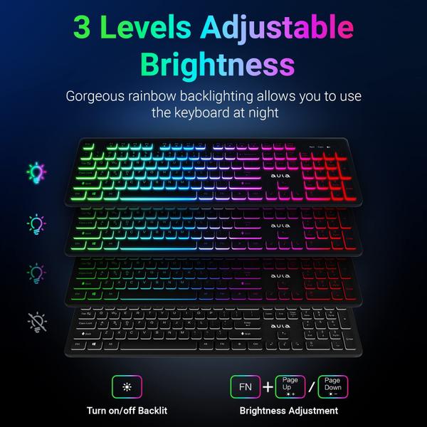 Imagem de Combo de teclado e mouse AULA Wireless RGB retroiluminado recarregável