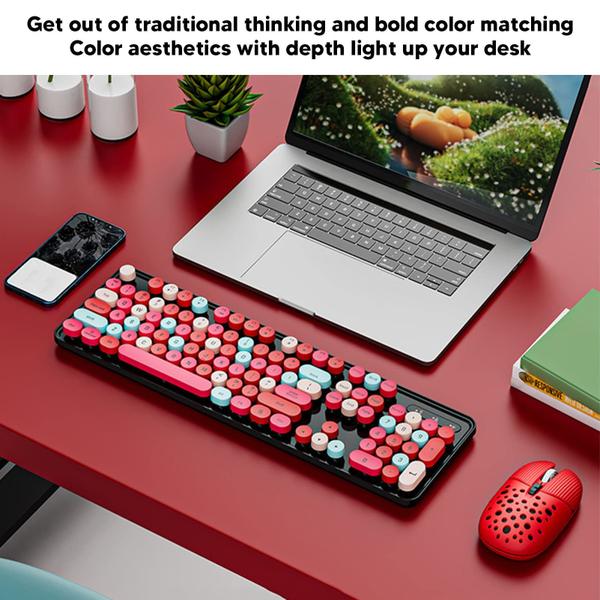 Imagem de Combo de teclado e mouse Sanpyl 2.4G Wireless ABS vermelho