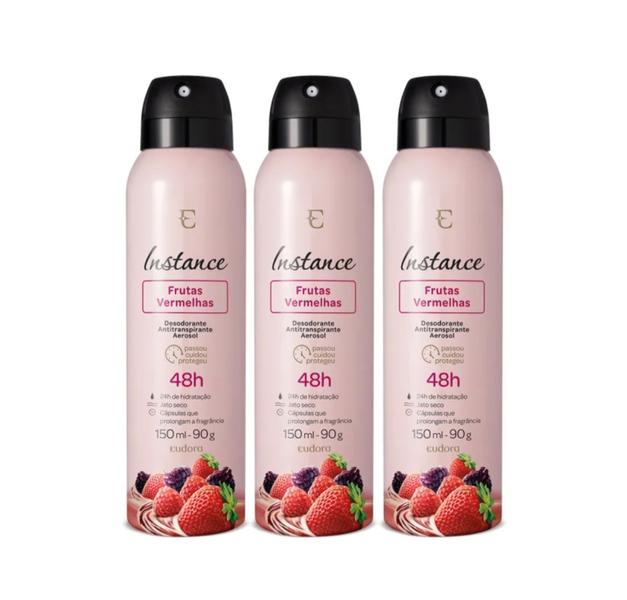 Imagem de Combo Desodorante Antitranspirante Aerossol Instance Frutas Vermelhas 3x150ml