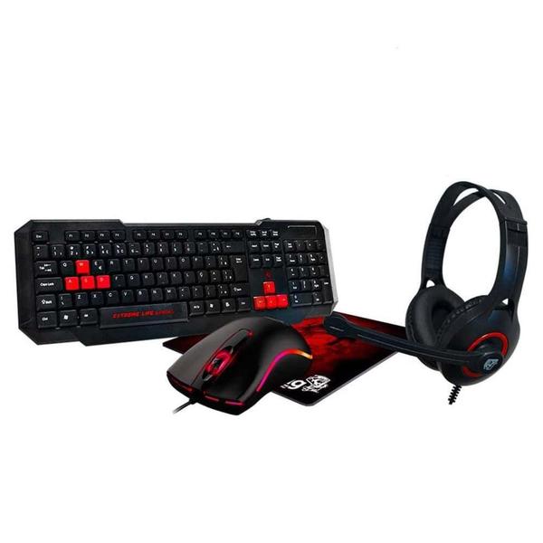 Imagem de Combo Elg Gamer Dragon War Headset Stereo, Mouse 2.400dpi, Teclado, Mouse Pad Sense Con