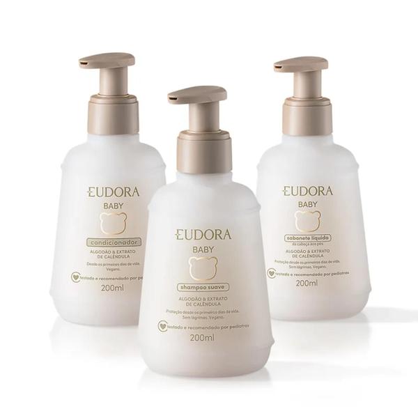 Imagem de Combo Eudora Baby: Shampoo 200ml + Condicionador 200ml + Sabonete Líquido 200ml