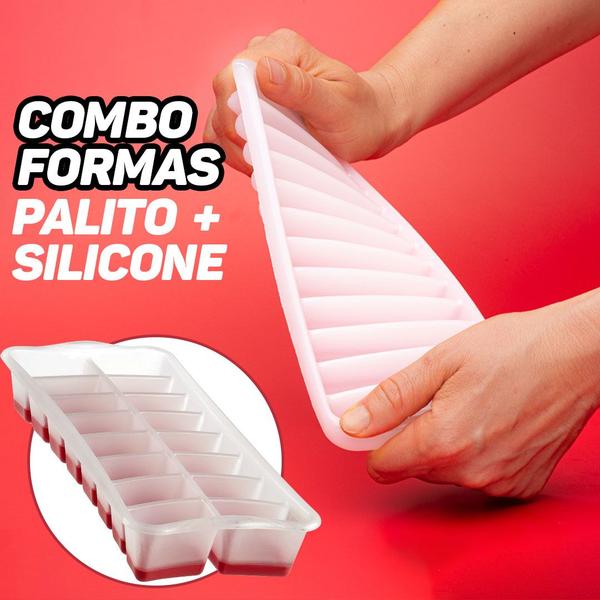 Imagem de Combo Formas de Gelo: Palita + Silicone - Crie Gelo Personalizado para Seus Drinks