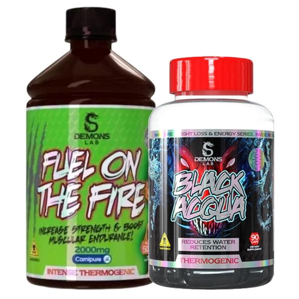 Imagem de Combo fuel on the fire 500ml (l-carnitina) + black acqua 90 cápsulas (termogênico) - demons lab