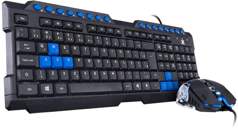 Imagem de Combo gamer c/fio vx gaming grifo - teclado + mouse 2400 dpi led azul usb cabo 1.8 metros   vgc-01a