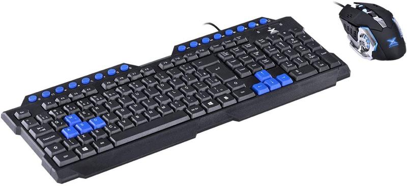 Imagem de Combo gamer c/fio vx gaming grifo - teclado + mouse 2400 dpi led azul usb cabo 1.8 metros   vgc-01a