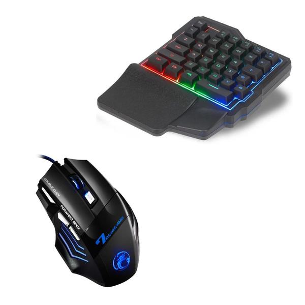 Imagem de Combo Gamer de Celular com Teclado One Hand e Mouse Gamer 3200dpi