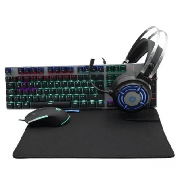 Imagem de Combo Gamer HP Teclado Mecânico + Fone Headset + Mouse Pad 35x24cm + Mouse Led RGB USB