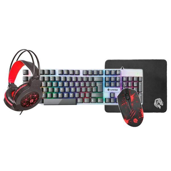 Imagem de Combo gamer led Barato Teclado Mouse Headset Mousepad Kit Hayom TC3220