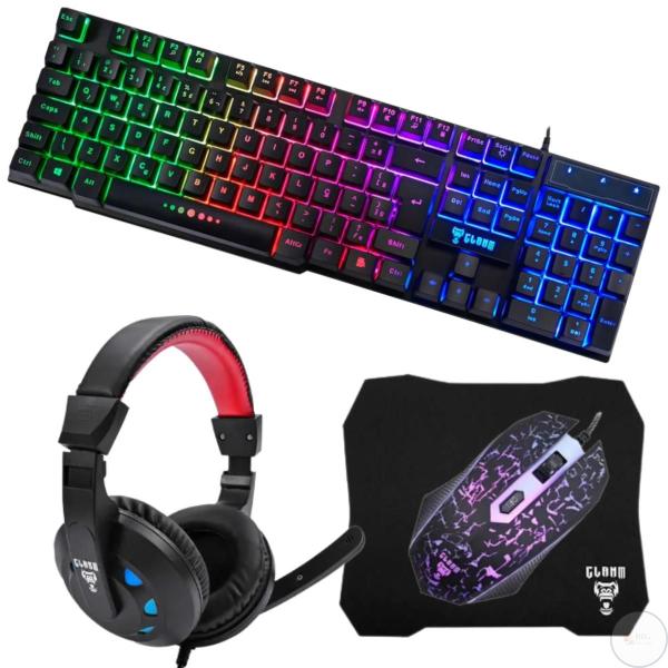 Combo Gamer Nightmare CL CJ01 Clanm Teclado Mouse Fone Mousepad
