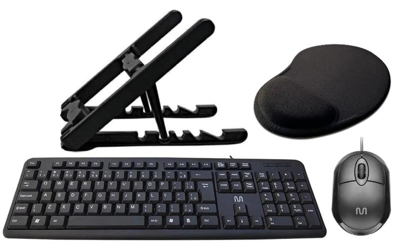 Imagem de Combo Homeoffice 4pcas - Suporte Notebook / Teclado e Mouse com fio USB/ Mouse Pad