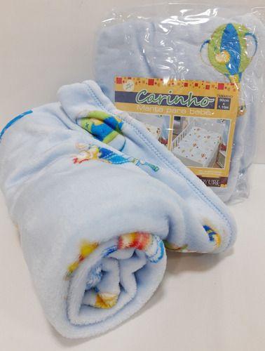 Imagem de Combo Jolitex Manta Bebe Menino + Cobertor Algodão Baby Sac