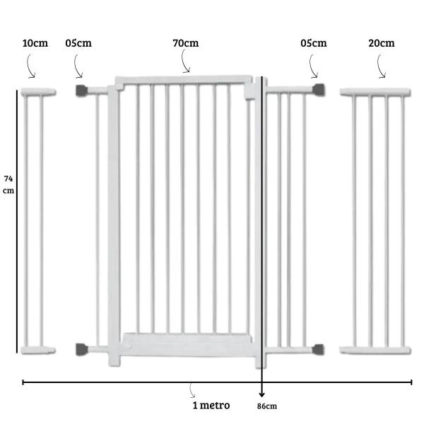 Imagem de Combo kit grade portão para porta mais 2 extensores de 70cm 80cm 90cm a 1 metro.