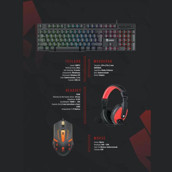 Imagem de Combo Kit Starter Gamer 4 Em 1 Evolut Eg-51