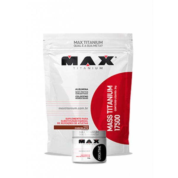 Imagem de Combo Massa 3kg + Creatina 100g Max titanium MORANGO